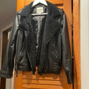 Small Black Faux Leather Moto Jacket